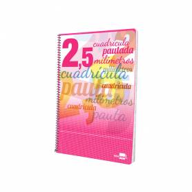 Cuaderno espiral liderpapel folio pautaguia tapa dura 80h 75 gr cuadro pautado 2,5mm con margen colores surtidos