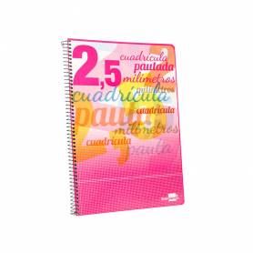 Cuaderno espiral liderpapel folio pautaguia tapa dura 80h 75 gr cuadro pautado 2,5mm con margen colores surtidos