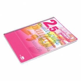 Cuaderno espiral liderpapel folio pautaguia tapa dura 80h 75 gr cuadro pautado 2,5mm con margen colores surtidos