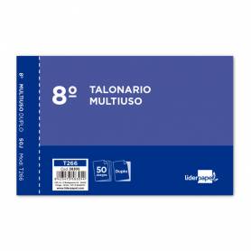 Talonario liderpapel multiusos octavo duplicado apaisado