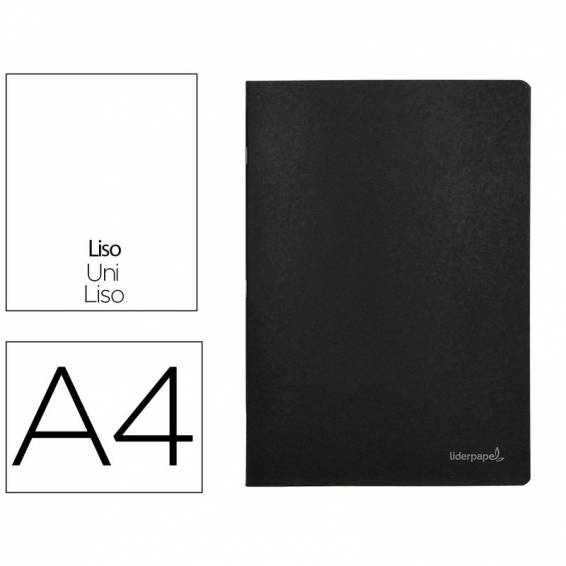 Libreta liderpapel tapa negra a4 80 hojas 60g/m2 liso con doble margen