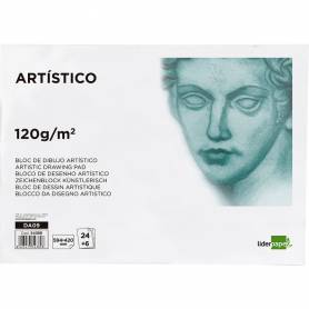 Bloc dibujo liderpapel artistico encolado 594x420mm 24+6 hojas 120g/m2 sin recuadro