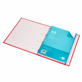 Carpeta con recambio liderpapel a5 cuadro 5mm forrada 4 anillas 20mm