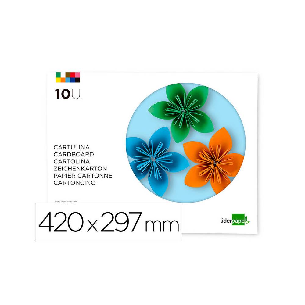 Bloc trabajos manuales liderpapel cartulina 297x420 mm 10 hojas colores surtidos