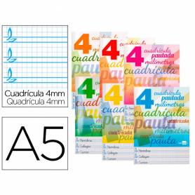 Libreta liderpapel pautaguia tapa cartoncillo 32 hojas din a5 70 g cuadriculado pautado 4 mm