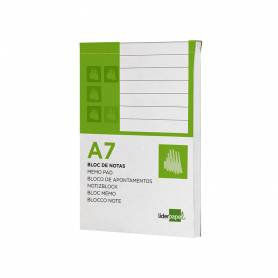 Bloc notas liderpapel horizontal a7 80 hojas 60g/m2 perforado