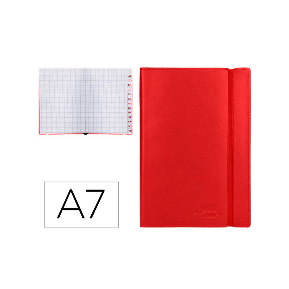 Libreta indice liderpapel similpiel a7 120 hojas 70g/m2 color rojo