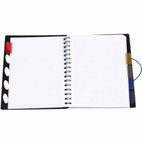 Cuaderno espiral liderpapel a4 micro executive tapa plastico 100h 80 gr cuadro 5mm 5 separadores con gomilla negro