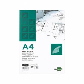 Bloc papel vegetal liderpapel encolado 210x297mm 50 hojas 95g/m2