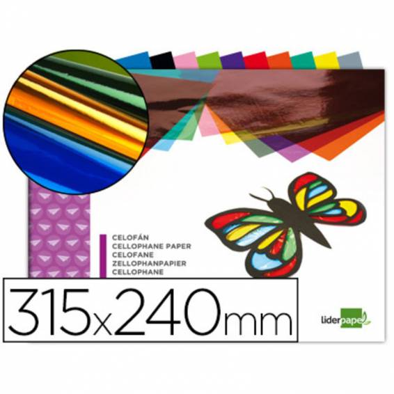 Bloc trabajos manuales liderpapel celofan 240x315mm 10 hojas colores surtidos