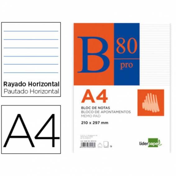 Bloc notas liderpapel horizontal a4 80 hojas 60g/m2 encolado