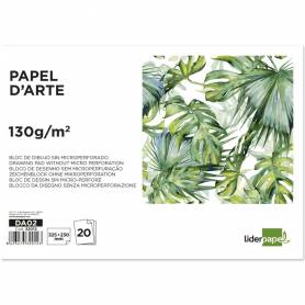 Bloc dibujo liderpapel artistico encolado 230x325mm 20 hojas 130g/m2 sin recuadro