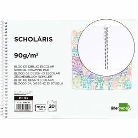 Bloc dibujo liderpapel escolar espiral 155x215mm 20 hojas 90 gr/m2 sin recuadro