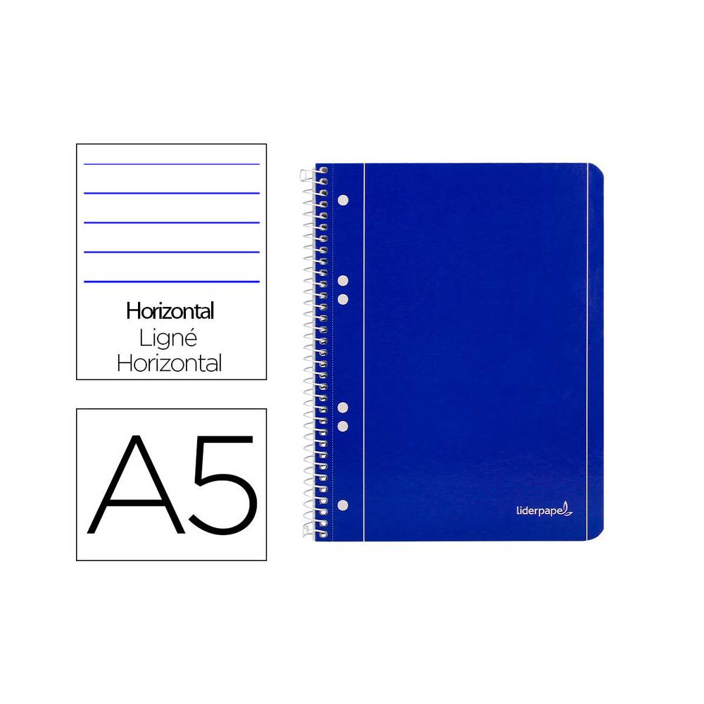 Cuaderno espiral liderpapel a5 micro serie azul tapa blanda 80h 75 gr horizontal 6 taladros azul