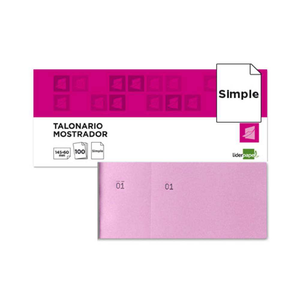 Talonario liderpapel mostrador 60x145 mm tl05 rosa con matriz