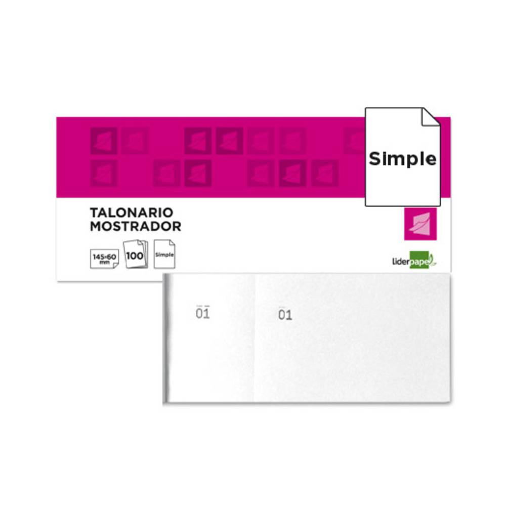 Talonario liderpapel mostrador 60x145 mm tl02 blanco con matriz