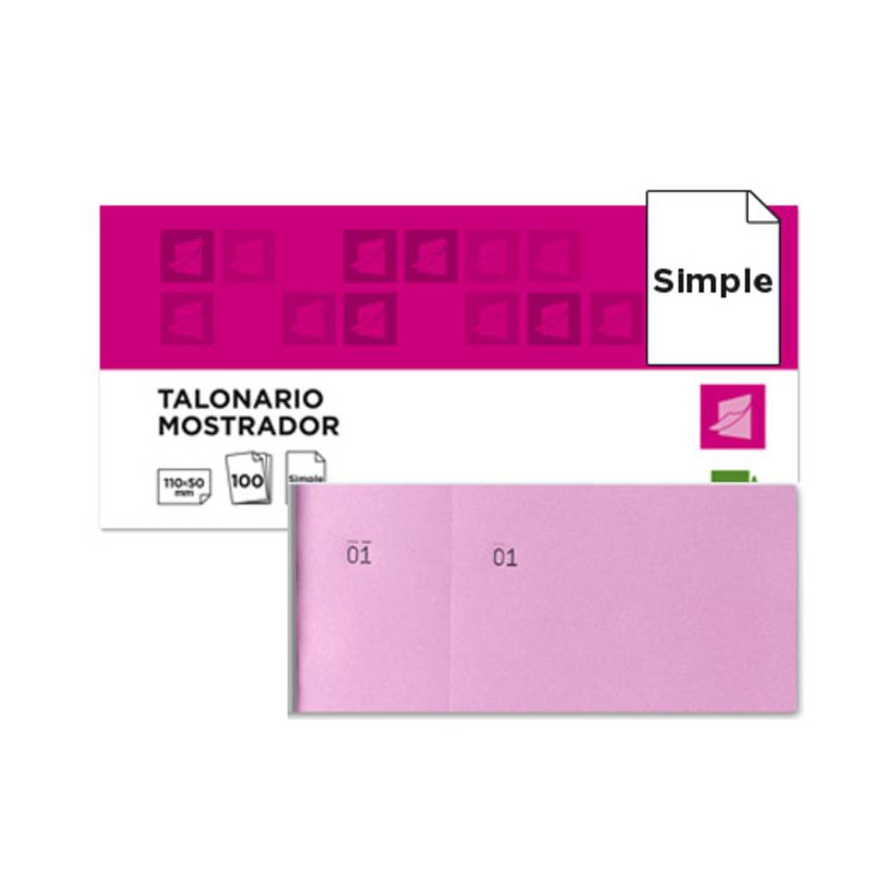 Talonario liderpapel mostrador 50x110 mm tl11 rosa con matriz