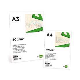 Bloc papel milimetrado liderpapel encolado 297x420 mm 50 hojas 80g/m2