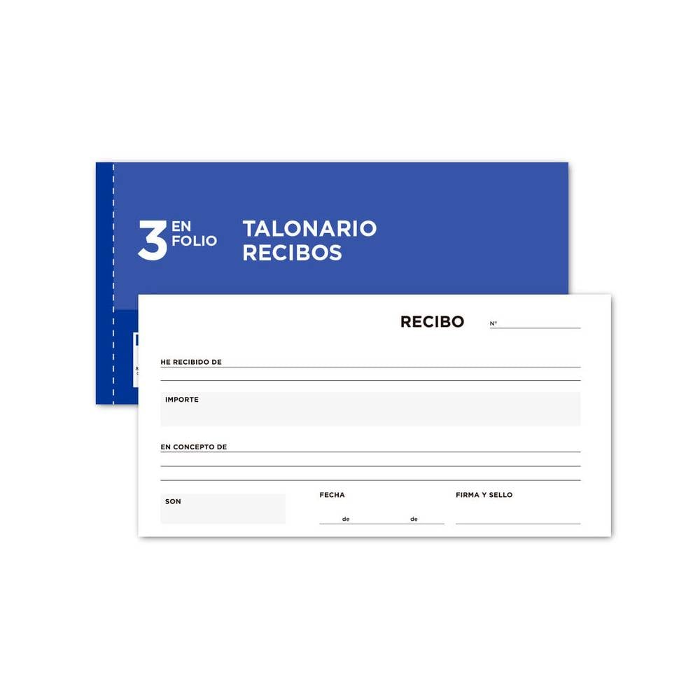 Talonario liderpapel recibos 3/fº apaisado original y 2 copias sin matriz