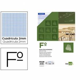 Bloc examenes liderpapel cuadro 2mm folio 40 hojas 60g/m2