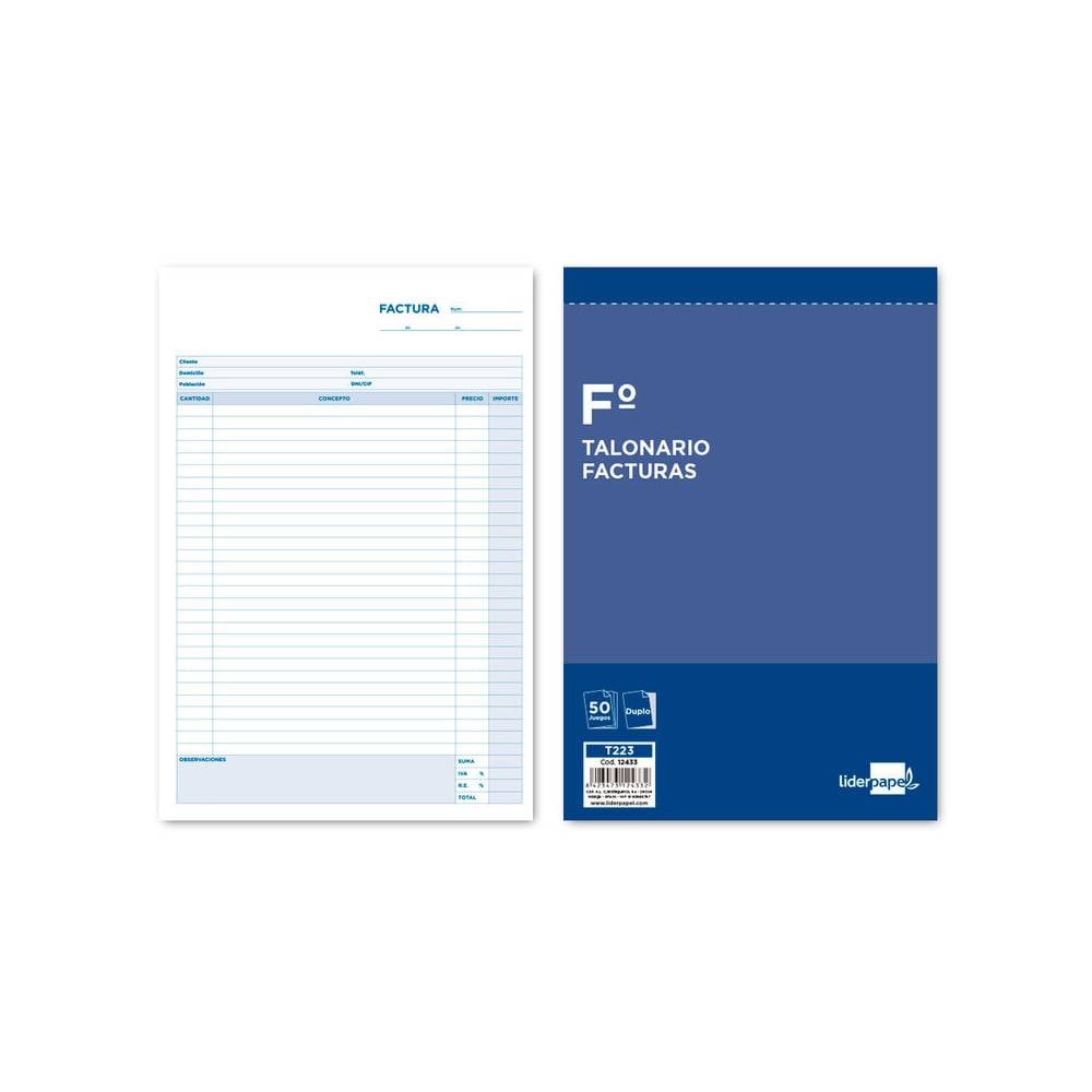 Talonario liderpapel facturas folio original y copia t223 con i.v.a.