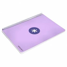 Cuaderno espiral liderpapel a5 antartik tapa dura 80h 100 gr cuadro 5mm color lavanda