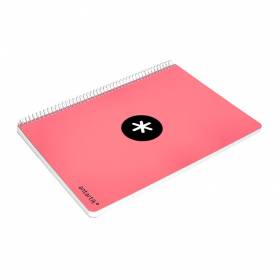 Cuaderno espiral liderpapel a4 micro antartik tapa dura 80 h 100 gr cuadro 5mm sin bandas 4 taladros color coral