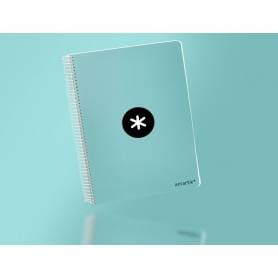 Cuaderno espiral liderpapel a4 micro antartik tapa dura 80h 100 gr cuadro 5mm sin bandas 4 taladros color menta