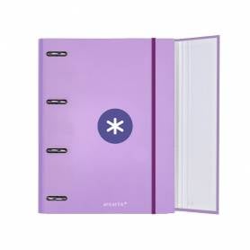 Carpeta con recambio liderpapel antartik a4 cuadro 5mm forrada 4 anillas 40mm redondas color lavanda