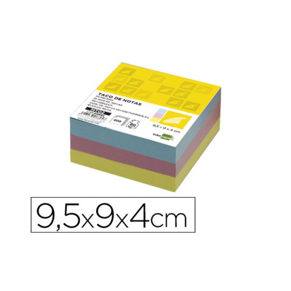 Recambio liderpapel multitaco colores 95x90x40 mm 80 gr