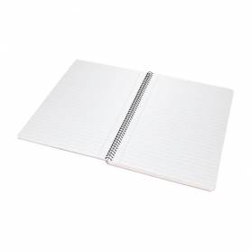 Cuaderno espiral liderpapel folio pautaguia tapa plastico 80h 75gr cuadro pautado 3mm con margen color violeta