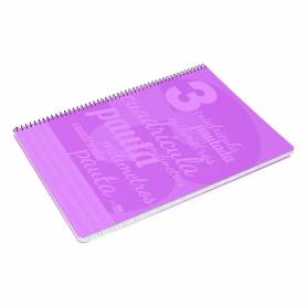 Cuaderno espiral liderpapel folio pautaguia tapa plastico 80h 75gr cuadro pautado 3mm con margen color violeta