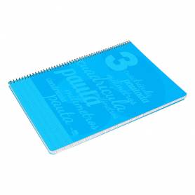 Cuaderno espiral liderpapel folio pautaguia tapa plastico 80h 75gr cuadro pautado 3mm con margen color azul