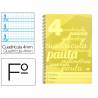 Cuaderno espiral liderpapel folio pautaguia tapa plastico 80h 75gr cuadro pautado 4mm con margen color amarillo - BE35