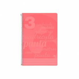 Cuaderno espiral liderpapel folio pautaguia tapa plastico 80h 75gr cuadro pautado 3mm con margen color rojo