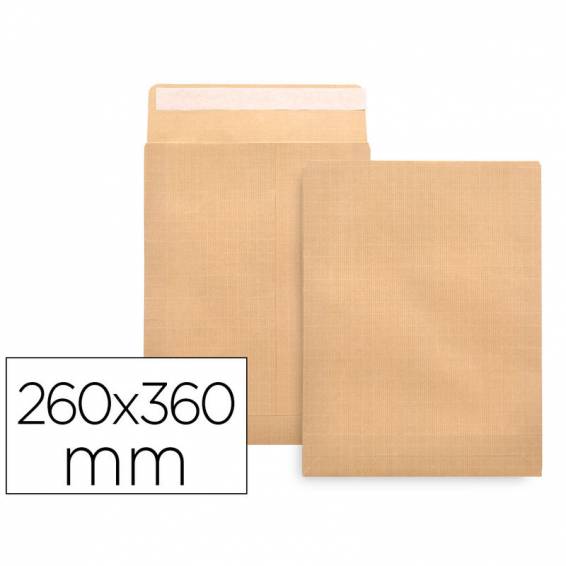 Sobre liderpapel bolsa armado kraft envio seguridad 260x360 mm solapa tira de silicona 120 gr caja de 100 unidades