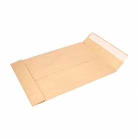 Sobre liderpapel bolsa fuelle kraft armado 280x365x50mm solapa tira de silicona papel 155 gr caja de 50 unidades