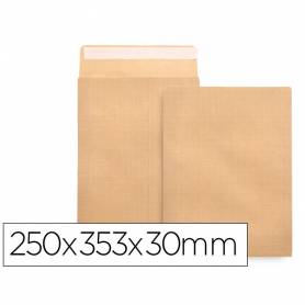 Sobre liderpapel bolsa fuelle kraft 250x353x30 mm solapa tira de silicona papel 120gr cajade 50 unidades