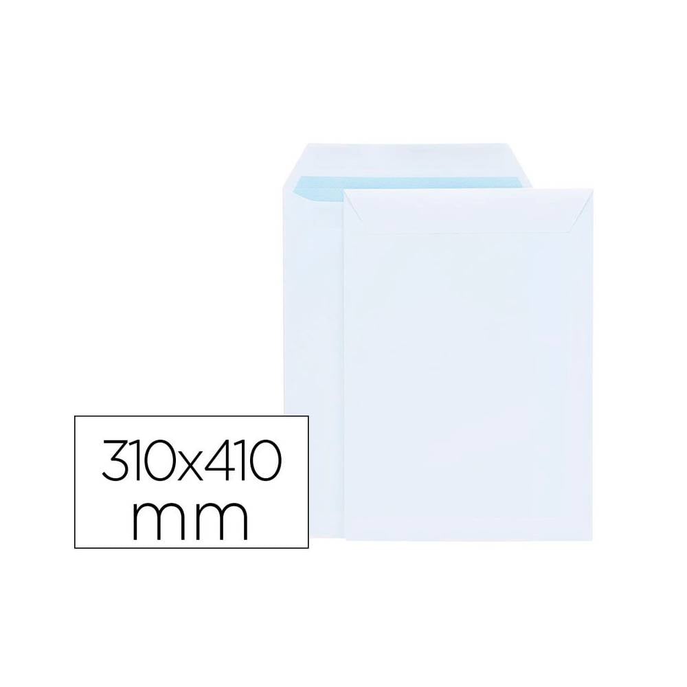 Sobre liderpapel bolsa blanco 310x410 mm solapa tira de silicona papel offset 100 gr caja de 250 unidades