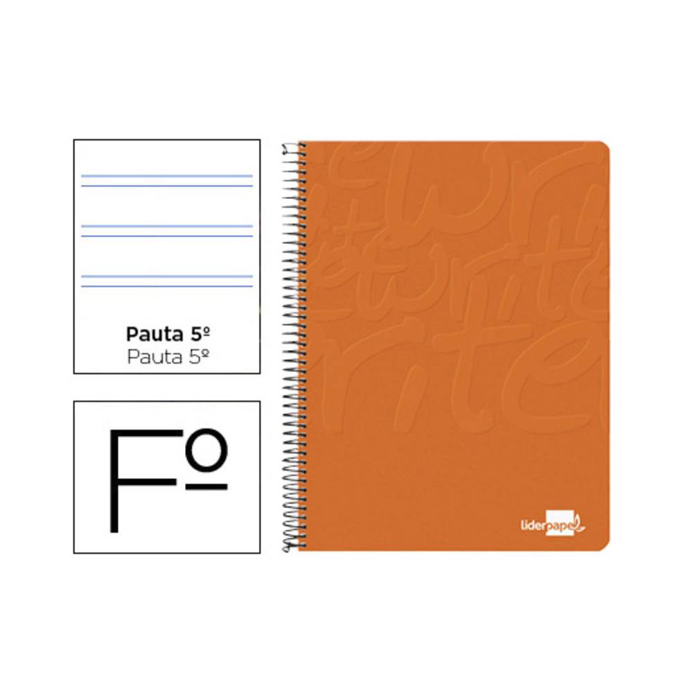 Cuaderno espiral liderpapel folio write tapa blanda 80h 60gr pauta 2,5 mm con margen color naranja