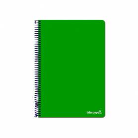 Cuaderno espiral liderpapel folio write tapa blanda 80h 60gr horizontal con margen color verde