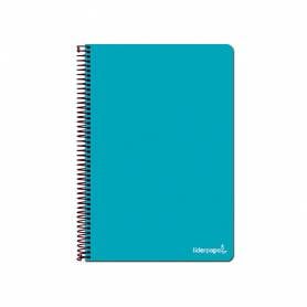 Cuaderno espiral liderpapel folio write tapa blanda 80h 60gr horizontal con margen color turquesa