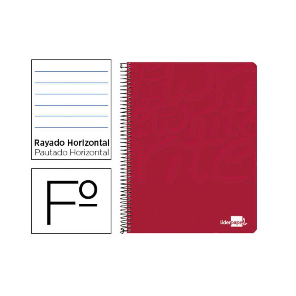 Cuaderno espiral liderpapel folio write tapa blanda 80h 60gr horizontal con margen color rojo