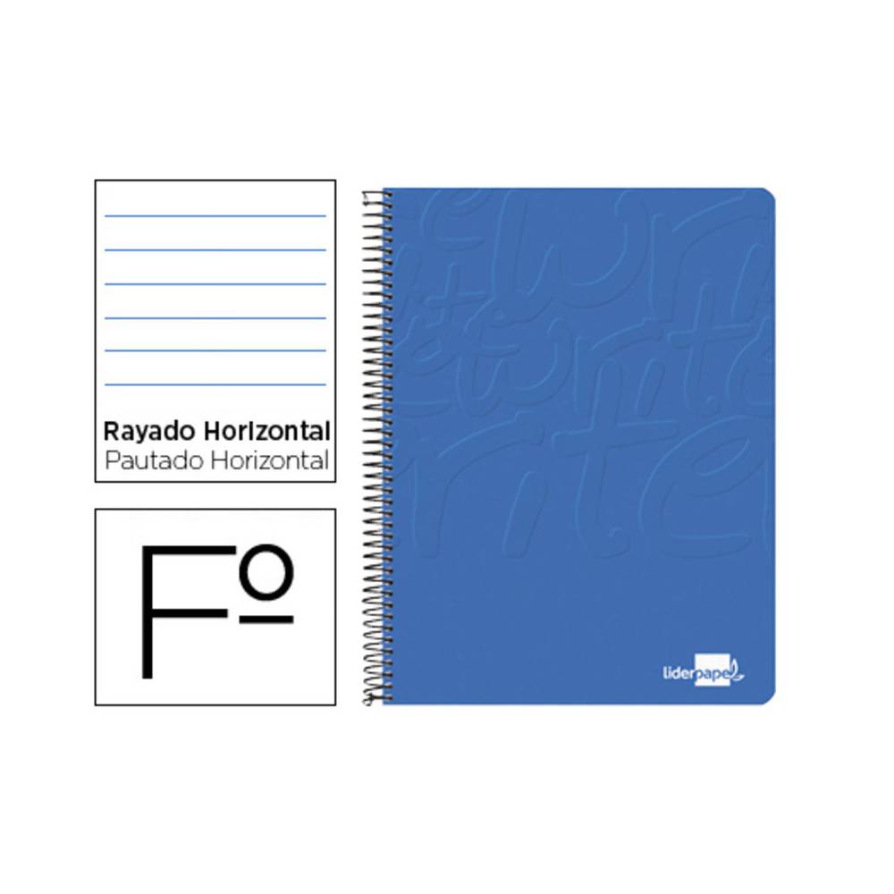 Cuaderno espiral liderpapel folio write tapa blanda 80h 60gr horizontal con margen color azul