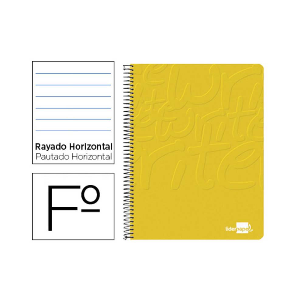 Cuaderno espiral liderpapel folio write tapa blanda 80h 60gr horizontal con margen color amarillo