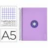 Cuaderno espiral liderpapel a5 micro antartik tapa forrada120h 100 gr cuadro 5mm 5 banda6 taladros color lavanda - BA77