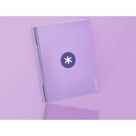 Cuaderno espiral liderpapel a4 micro antartik tapa forrada120h 100 gr cuadro 5mm 5 banda4 taladros color lavanda