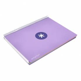 Cuaderno espiral liderpapel a4 micro antartik tapa forrada120h 100 gr cuadro 5mm 5 banda4 taladros color lavanda