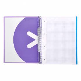 Cuaderno espiral liderpapel a4 micro antartik tapa forrada120h 100 gr cuadro 5mm 5 banda4 taladros color lavanda