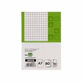 Bloc notas liderpapel cuadro 4mm a7 80 hojas 60g/m2 perforado